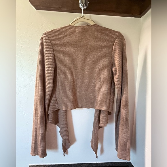 Wishlist Brown Cardigan Open Tie Front Small NWOT - Picture 5 of 6